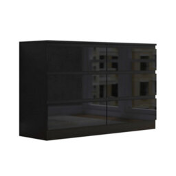 Fwstyle Stora Black Gloss 6 Drawer Chest (H) 77Cm (W) 110Cm (D) 40Cm - Extra Deep 14Cm Drawers - thumbnail 8