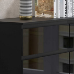 Fwstyle Stora Black Gloss 6 Drawer Chest (H) 77Cm (W) 110Cm (D) 40Cm - Extra Deep 14Cm Drawers - thumbnail 6