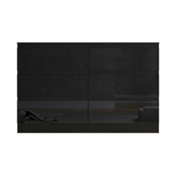 Fwstyle Stora Black Gloss 6 Drawer Chest (H) 77Cm (W) 110Cm (D) 40Cm - Extra Deep 14Cm Drawers - thumbnail 7