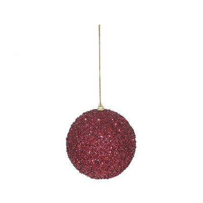 Glitter Bauble 12Cm - Burgundy - image 1