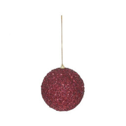 Glitter Bauble 12Cm - Burgundy - thumbnail 1