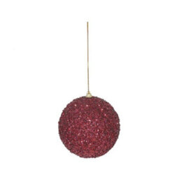 Glitter Bauble 12Cm - Burgundy - thumbnail 2