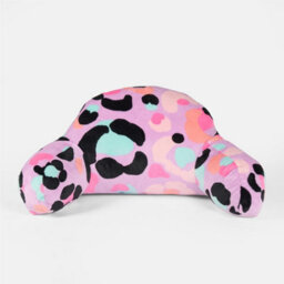 OHS Leopard Print Kids Cuddle Cushion Fleece Reading Pillow, Lilac Purple - thumbnail 3