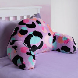 OHS Leopard Print Kids Cuddle Cushion Fleece Reading Pillow, Lilac Purple