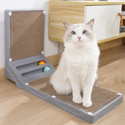 Thehotsale Corrugated L-Shaped Cat Scratcher With Toys 25Cm(W) X 40Cm(D) X 60Cm(H) - thumbnail 2