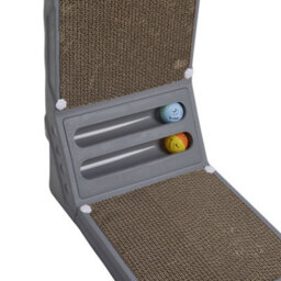 Thehotsale Corrugated L-Shaped Cat Scratcher With Toys 25Cm(W) X 40Cm(D) X 60Cm(H) - thumbnail 3