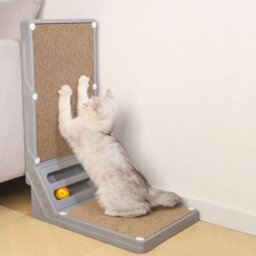 Thehotsale Corrugated L-Shaped Cat Scratcher With Toys 25Cm(W) X 40Cm(D) X 60Cm(H) - thumbnail 1