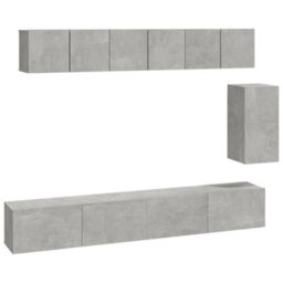 Berkfield 6 Piece Tv Cabinet Set Concrete Grey Engineered Wood - thumbnail 2