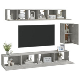 Berkfield 6 Piece Tv Cabinet Set Concrete Grey Engineered Wood - thumbnail 3