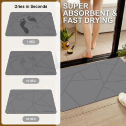 Fino Stone Stone Bath Mat - Super Absorbent Quick-Dry Diatomite Bath Mat, Non-Slip Bathroom Floor Mat With Anti-Slip Pad - thumbnail 8