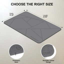 Fino Stone Stone Bath Mat - Super Absorbent Quick-Dry Diatomite Bath Mat, Non-Slip Bathroom Floor Mat With Anti-Slip Pad - thumbnail 5