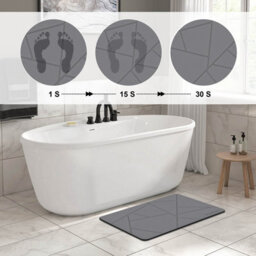 Fino Stone Stone Bath Mat - Super Absorbent Quick-Dry Diatomite Bath Mat, Non-Slip Bathroom Floor Mat With Anti-Slip Pad - thumbnail 4
