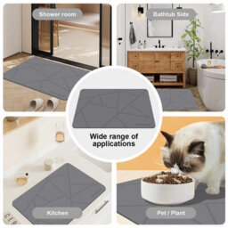 Fino Stone Stone Bath Mat - Super Absorbent Quick-Dry Diatomite Bath Mat, Non-Slip Bathroom Floor Mat With Anti-Slip Pad - thumbnail 7