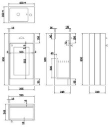 Affine 400mm Bathroom Vanity Unit Storage Cabinet Furniture Grey Traditional Flat Pack - thumbnail 6