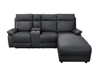 DS Living Sorento Recline Left Hand Corner Leather 3 Seater Sofa In Black Or Grey - image 1