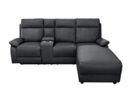 DS Living Sorento Recline Left Hand Corner Leather 3 Seater Sofa In Black Or Grey - thumbnail 1