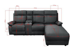 DS Living Sorento Recline Left Hand Corner Leather 3 Seater Sofa In Black Or Grey - thumbnail 6