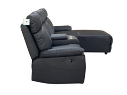 DS Living Sorento Recline Left Hand Corner Leather 3 Seater Sofa In Black Or Grey - thumbnail 3