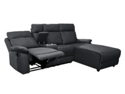 DS Living Sorento Recline Left Hand Corner Leather 3 Seater Sofa In Black Or Grey - thumbnail 5