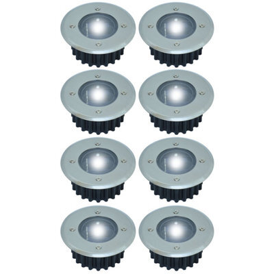 Taylor & Brown 8 Pack Solar Powered Decking Lights Outdoor Garden Stainless Steel Ground Lights Lamp White Deck Pathway Lighting - image 1
