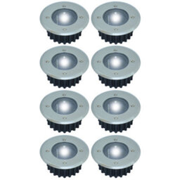 Taylor & Brown 8 Pack Solar Powered Decking Lights Outdoor Garden Stainless Steel Ground Lights Lamp White Deck Pathway Lighting - thumbnail 1
