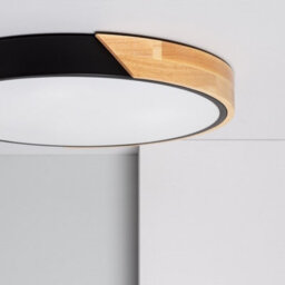 UKEW Modern Led Ceiling & Wall Light Fixture 36W Black & Wood Finish - thumbnail 2