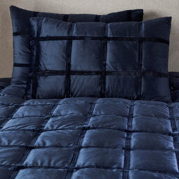 Soirée Brighton Square Navy Soft Velvet Box Stitched Duvet Cover Set - thumbnail 3