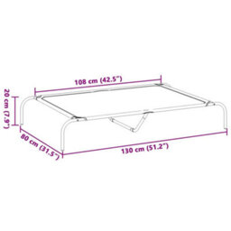 Vidaxl Elevated Dog Bed Grey 130X80X20 Cm Textilene And Steel - thumbnail 8