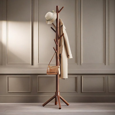 Pirlo Plush Wooden Coat Stand Stand With 8 Hooks Brown - image 1