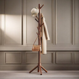 Pirlo Plush Wooden Coat Stand Stand With 8 Hooks Brown