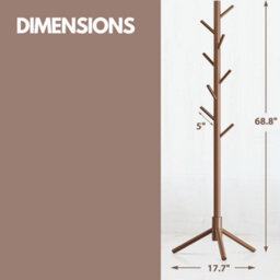 Pirlo Plush Wooden Coat Stand Stand With 8 Hooks Brown - thumbnail 7