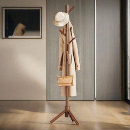 Pirlo Plush Wooden Coat Stand Stand With 8 Hooks Brown - thumbnail 6