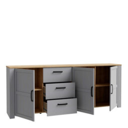 Wyld Haus Bramblecroft Large Grey And Natural Oak Sideboard 3 Door 3 Drawer - thumbnail 5