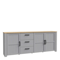 Wyld Haus Bramblecroft Large Grey And Natural Oak Sideboard 3 Door 3 Drawer - thumbnail 3