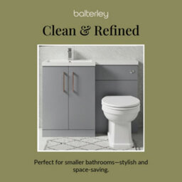 Balterley Left-Hand Bathroom Vanity And Wc Unit Combination With Basin - 1100mm - Satin Grey With Copper Handles - thumbnail 7