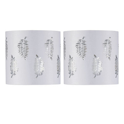 First Choice Lighting Set Of 2 Fern - White Cut Out 15.5Cm Table Lamp Shades - image 1