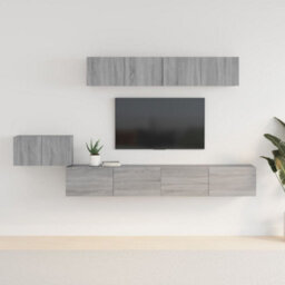 Berkfield 5 Piece Tv Cabinet Set Grey Sonoma Engineered Wood - thumbnail 1