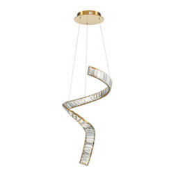 Luminosa Lighting Luminosa Krone Swirl Modern Pendant Ceiling Light Brass 3000K 3300Lm Crystal Shade - thumbnail 1