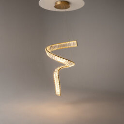 Luminosa Lighting Luminosa Krone Swirl Modern Pendant Ceiling Light Brass 3000K 3300Lm Crystal Shade - thumbnail 2