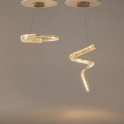 Luminosa Lighting Luminosa Krone Swirl Modern Pendant Ceiling Light Brass 3000K 3300Lm Crystal Shade - thumbnail 3