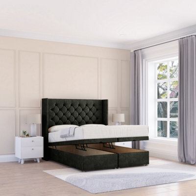 "Sloomy Dior Graphite Dumfries 3Ft Ottoman Bed End Opening With Sprung Memory Mattress & 54"" Headboard-Single" - image 1