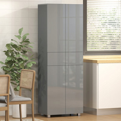 Homcom Kitchen Cupboard Storage Cabinet Push Open Doors And Drawers, Grey - image 1