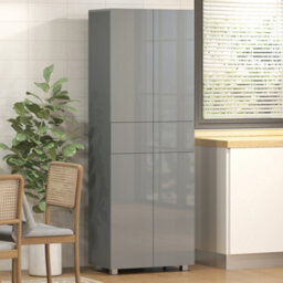 Homcom Kitchen Cupboard Storage Cabinet Push Open Doors And Drawers, Grey - thumbnail 1