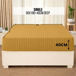 Aspire Homeware Ochre Stripe Fitted Sheet 40Cm Extra Deep-100%microfiber Fitted Bed Sheets Single, (L)190Cmx(W)91Cm - thumbnail 6