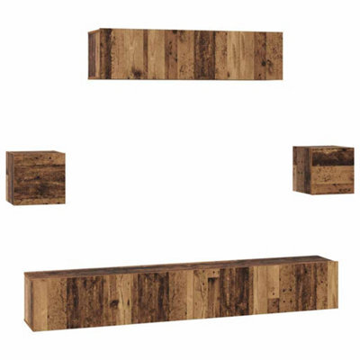 Berkfield Modern Tv Cabinet Set 7 Pcs Old Wood 80 X 30 X 30 Cm Engineered Wood - image 1