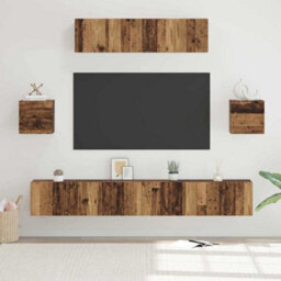Berkfield Modern Tv Cabinet Set 7 Pcs Old Wood 80 X 30 X 30 Cm Engineered Wood - thumbnail 2