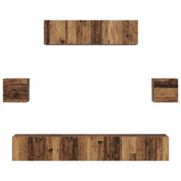 Berkfield Modern Tv Cabinet Set 7 Pcs Old Wood 80 X 30 X 30 Cm Engineered Wood - thumbnail 8