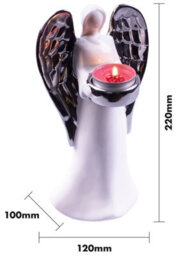 Netagon St Helens Home & Garden Ceramic Winged Angel Tealight Holder Silver - thumbnail 2