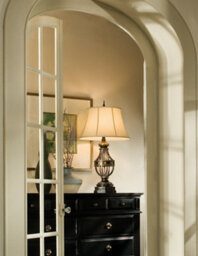 Elegant Cream Table Lamp With Antique Brown Base And Linen Shade - Led E27 Compatible - thumbnail 2