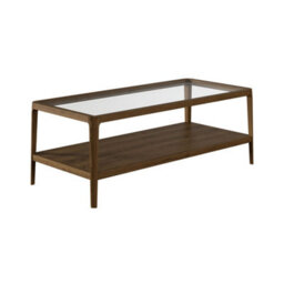 Wyld Haus Denver Walnut Wood And Glass Top Coffee Table With Bottom Shelf - thumbnail 4